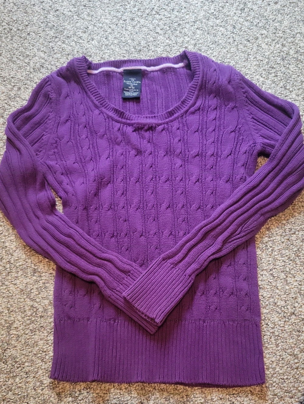 Faded Glory Purple Cable Knit Sweater